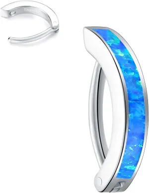 VOJO 14G G23 Titanium Clicker Belly Button Ring,10/12mm Reverse Curved Hoop Navel Barbell Piercing Jewelry