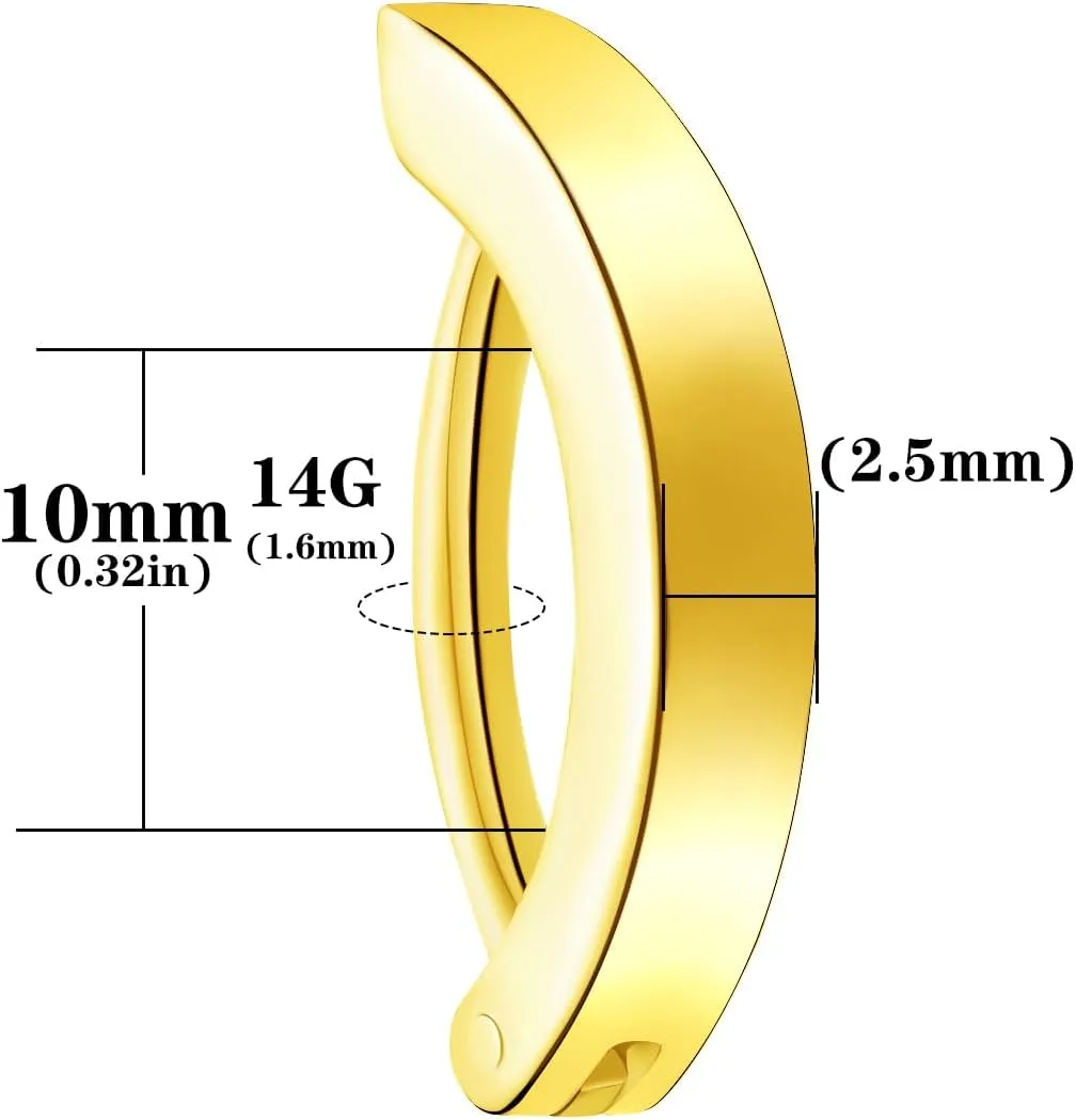 VOJO 14G G23 Titanium Clicker Belly Button Ring,10/12mm Reverse Curved Hoop Navel Barbell Piercing Jewelry
