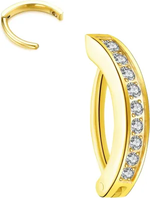 VOJO 14G G23 Titanium Clicker Belly Button Ring,10/12mm Reverse Curved Hoop Navel Barbell Piercing Jewelry