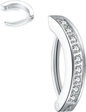 VOJO 14G G23 Titanium Clicker Belly Button Ring,10/12mm Reverse Curved Hoop Navel Barbell Piercing Jewelry