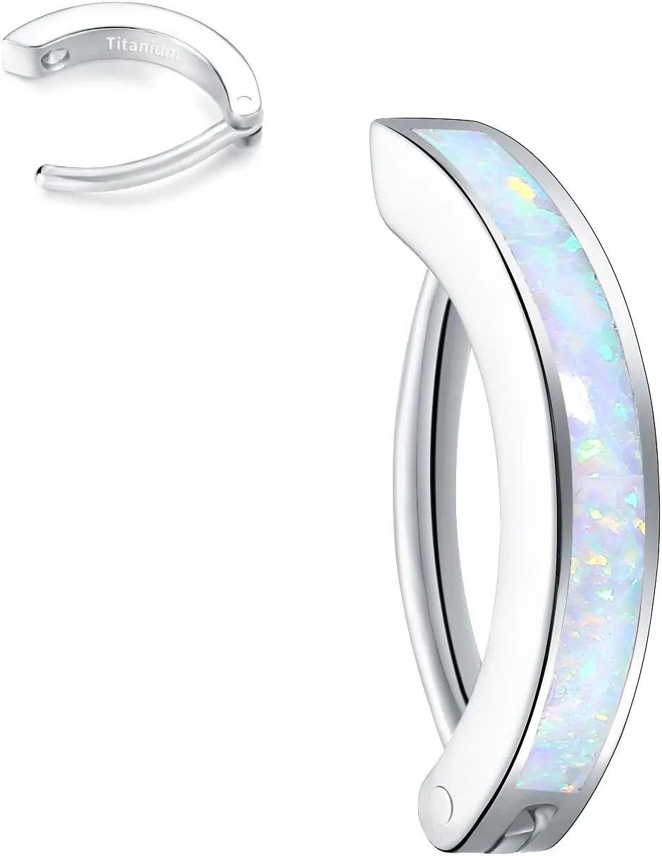 VOJO 14G G23 Titanium Clicker Belly Button Ring,10/12mm Reverse Curved Hoop Navel Barbell Piercing Jewelry
