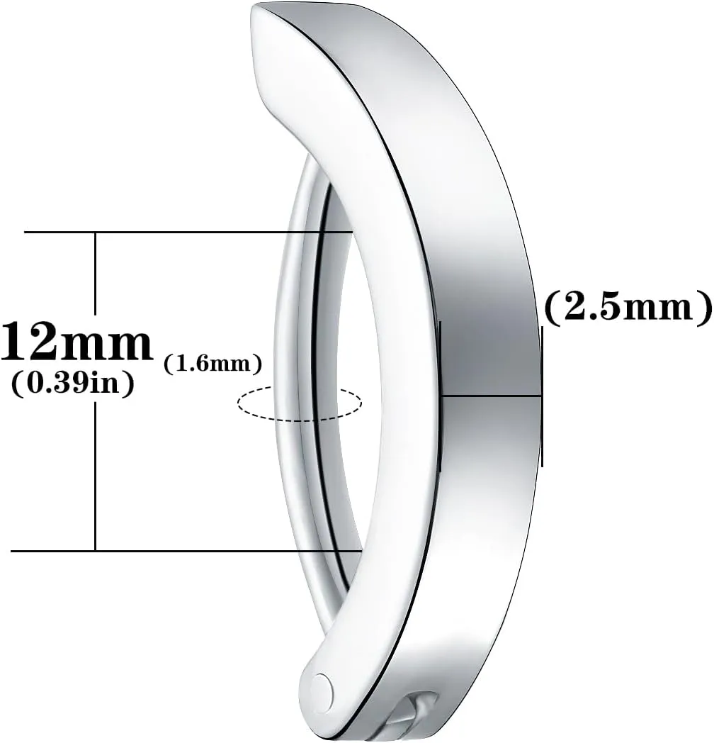 VOJO 14G G23 Titanium Clicker Belly Button Ring,10/12mm Reverse Curved Hoop Navel Barbell Piercing Jewelry