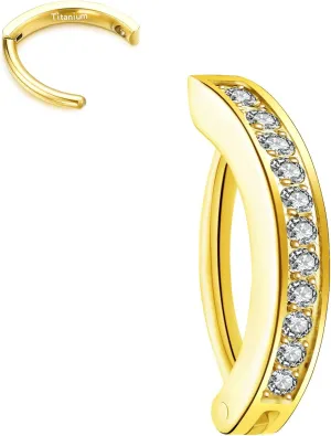 VOJO 14G G23 Titanium Clicker Belly Button Ring,10/12mm Reverse Curved Hoop Navel Barbell Piercing Jewelry