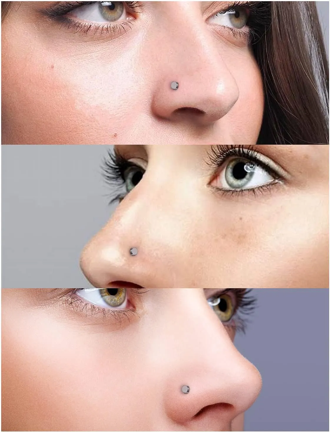 Vsnnsns 18G 20G Nose Rings Studs for Women G23 Titanium Nose Piercing L Shaped Nose Rings Corkscrew Bone Nose Ring Studs Piercings Jewelry for Women Men Diamond CZ Flat Top 2mm 6pcs