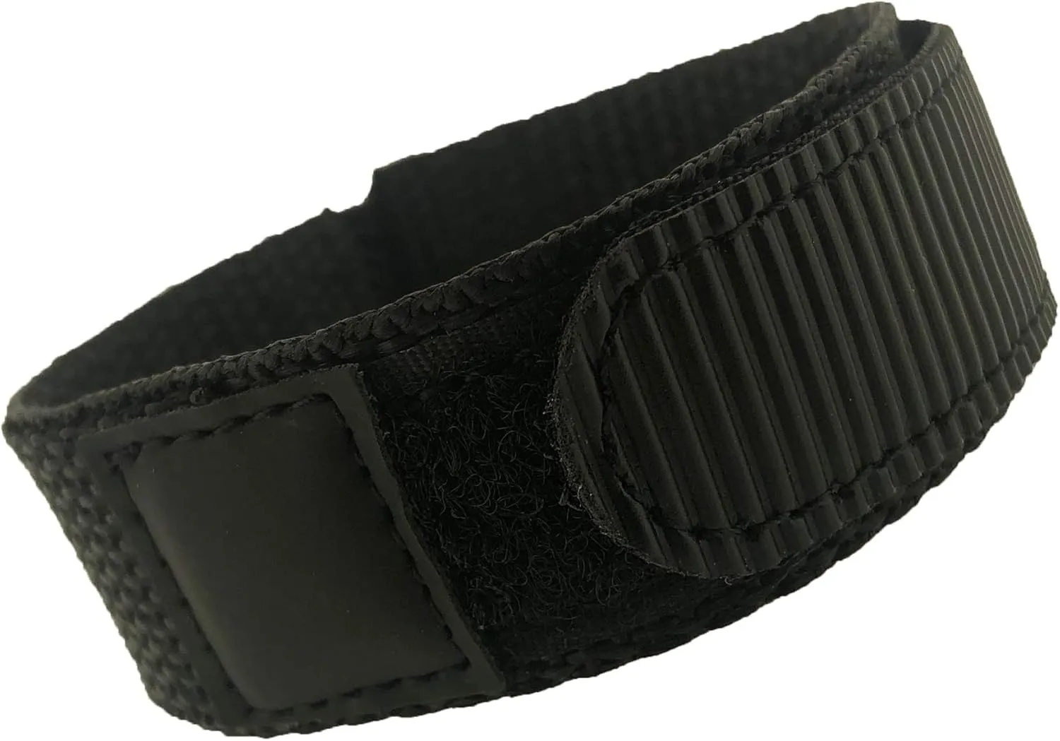 Watch Band Nylon One Piece Wrap Sport Strap Black Adjustable Hook and Loop 20mm