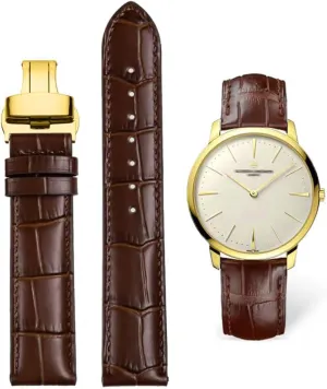 Watch Bands Genuine Leather Embossed Alligator Grain Calfskin Deployment Buckle Replacement Strap for Women Men Bracelet Men's and Women's Watch Straps 14mm to 24mm
