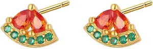 Watermelon Mini Stud Earrings for Women Cartilage 925 Sterling Silver Cubic Zirconia Red Green Crystal Fruit Hypoallergenic Tiny Small Studs Earring Cute Jewelry Gifts Birthday