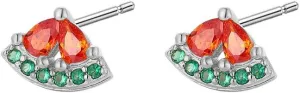 Watermelon Mini Stud Earrings for Women Cartilage 925 Sterling Silver Cubic Zirconia Red Green Crystal Fruit Hypoallergenic Tiny Small Studs Earring Cute Jewelry Gifts Birthday