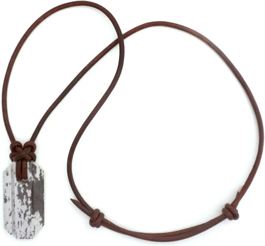 Wazoo Viking Whetstone Pendant | Knife Sharpener Necklace | Arkansas Novaculite on Leather Cord | Norse Inspired Knotwork