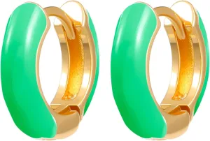 WCRAZYE 14K Gold Plated Small Colored Hoop Earrings for Women Colorful Enamel Huggie Earrings Matte Thick Square Round Small Hoop Earrings Small Hypoallergenic Cute s Trendy Jewelry Gifts