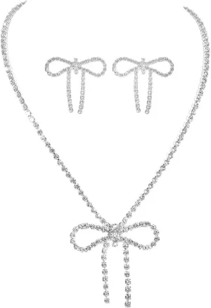 Wedding Jewelry Sets for Brides Bridesmaid Rhinestone Crystal Statement Choker Necklace Earrings Bracelet Set Bridal Wedding Prom Jewelry Accessories for Women