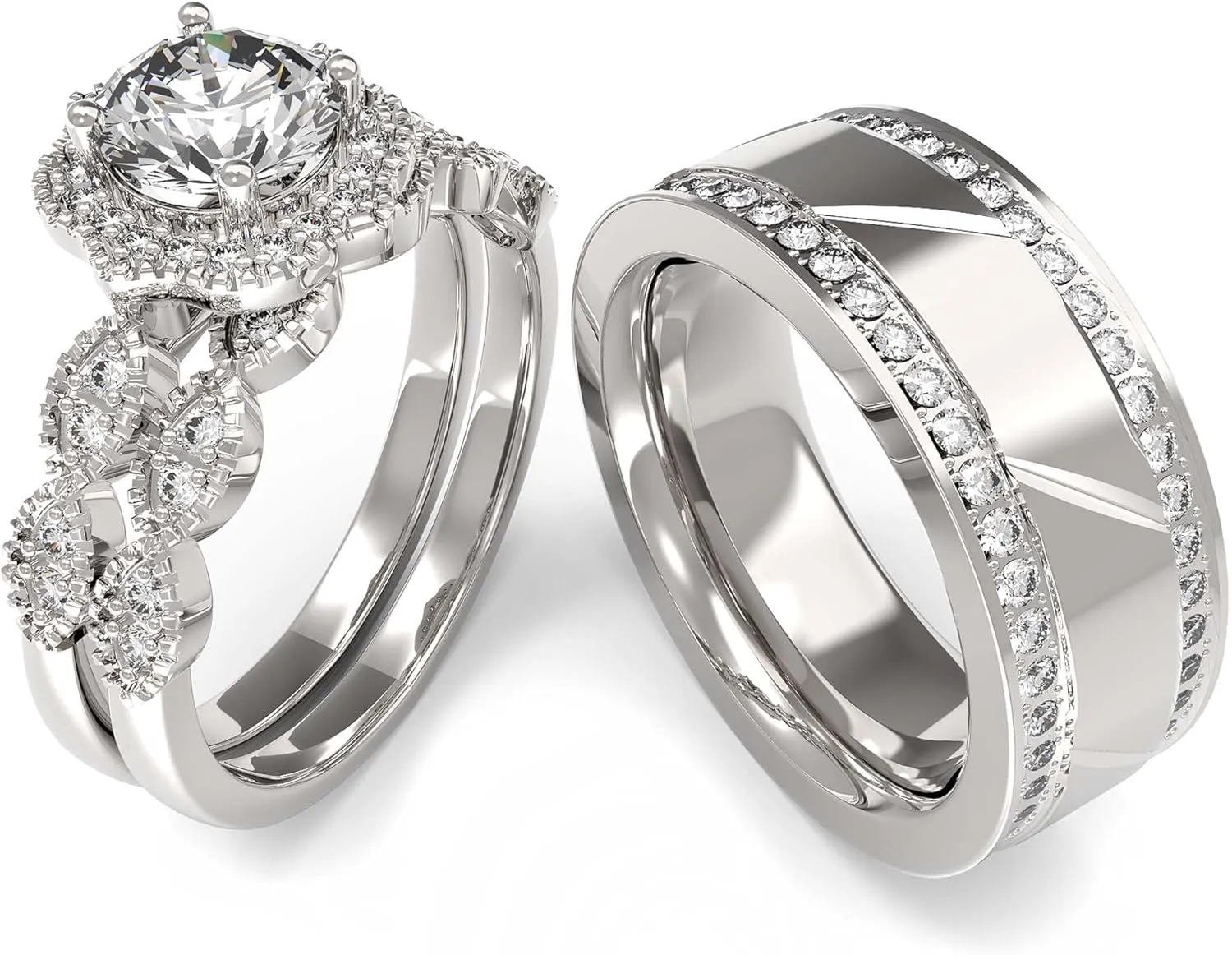 Wedding Ring Sets His And Hers Promise Ring size Wedding Ring Sets His And Hers Couples Women 925 Sterling Silver Round Moissanite Man Titanium Wedding Band