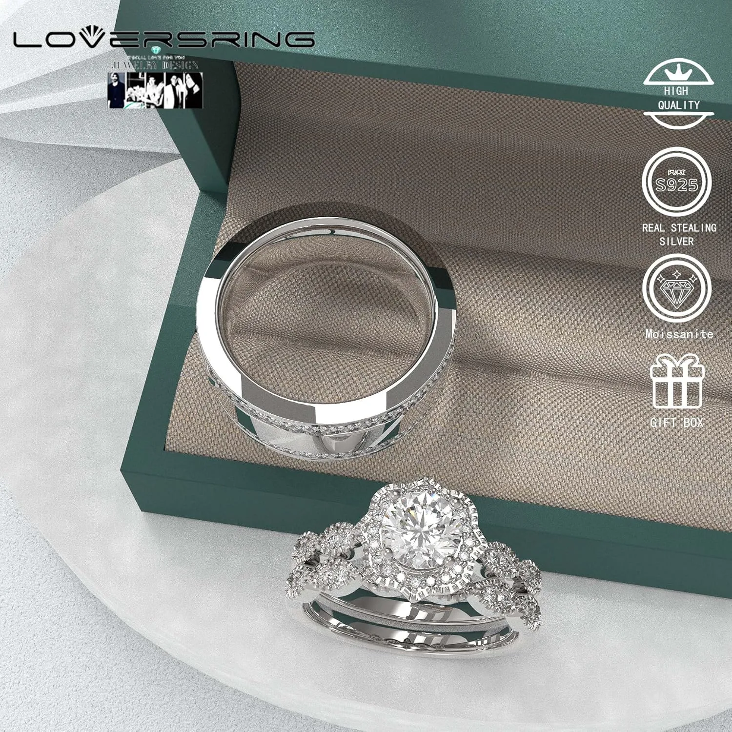 Wedding Ring Sets His And Hers Promise Ring size Wedding Ring Sets His And Hers Couples Women 925 Sterling Silver Round Moissanite Man Titanium Wedding Band