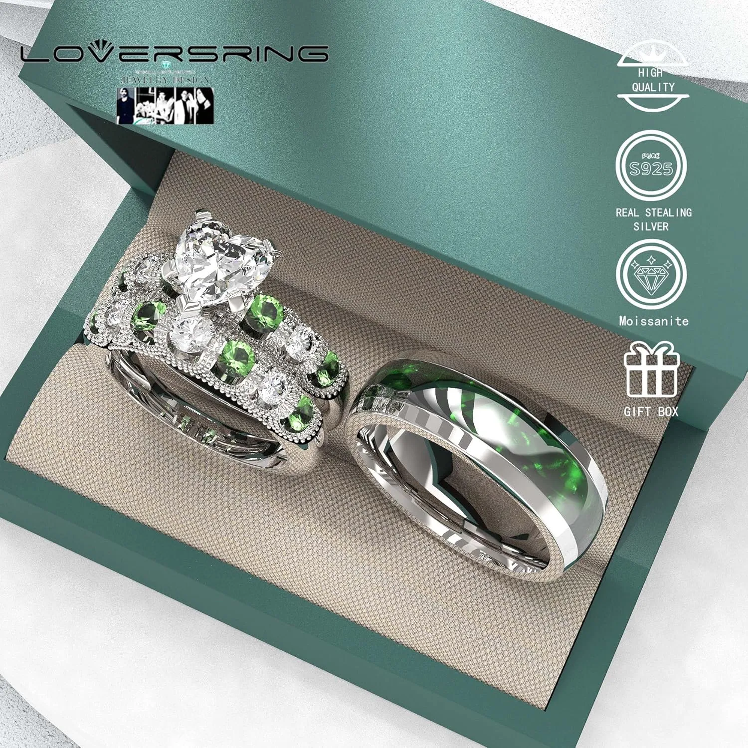 Wedding Ring Sets His And Hers Promise Ring Wedding Ring Sets His And Hers Couples Women 925 Sterling Silver Moissanite Man Sterling Silver Wedding Band