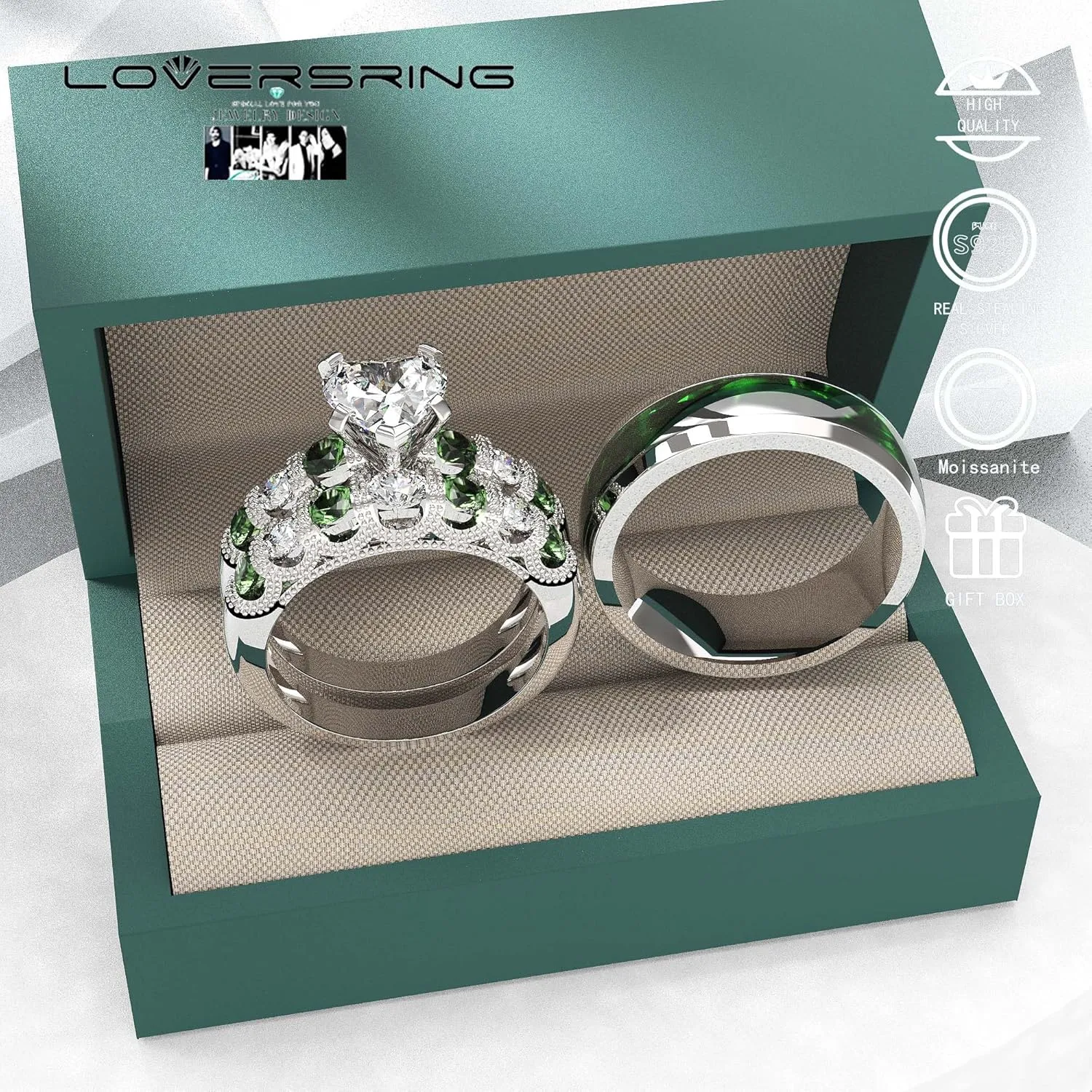 Wedding Ring Sets His And Hers Promise Ring Wedding Ring Sets His And Hers Couples Women 925 Sterling Silver Moissanite Man Sterling Silver Wedding Band