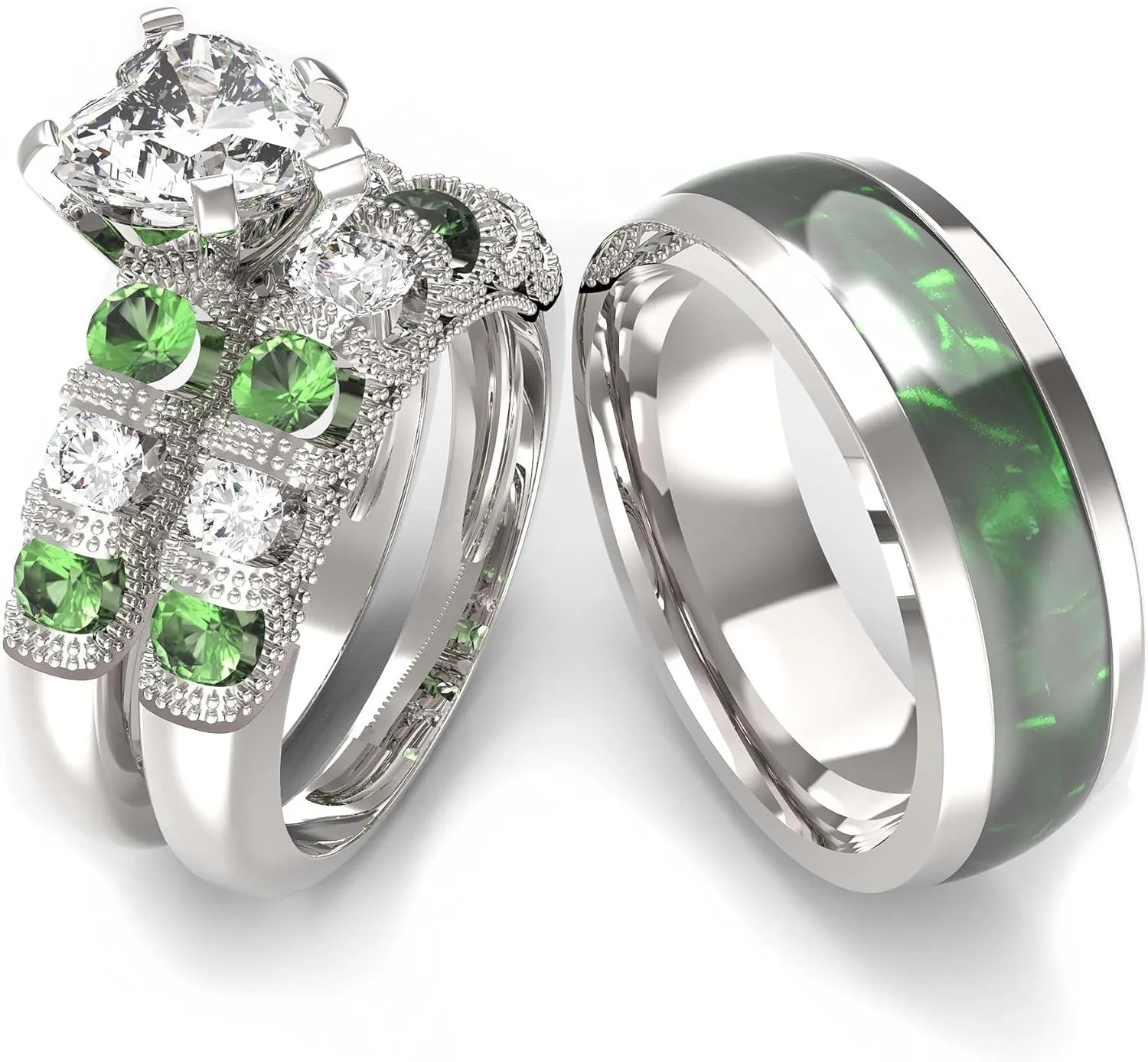 Wedding Ring Sets His And Hers Promise Ring Wedding Ring Sets His And Hers Couples Women 925 Sterling Silver Moissanite Man Sterling Silver Wedding Band
