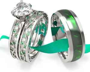 Wedding Ring Sets His And Hers Promise Ring Wedding Ring Sets His And Hers Couples Women 925 Sterling Silver Moissanite Man Sterling Silver Wedding Band