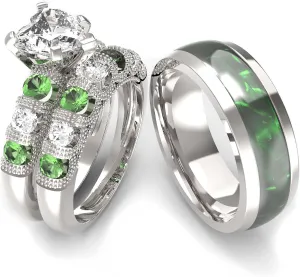 Wedding Ring Sets His And Hers Promise Ring Wedding Ring Sets His And Hers Couples Women 925 Sterling Silver Moissanite Man Sterling Silver Wedding Band