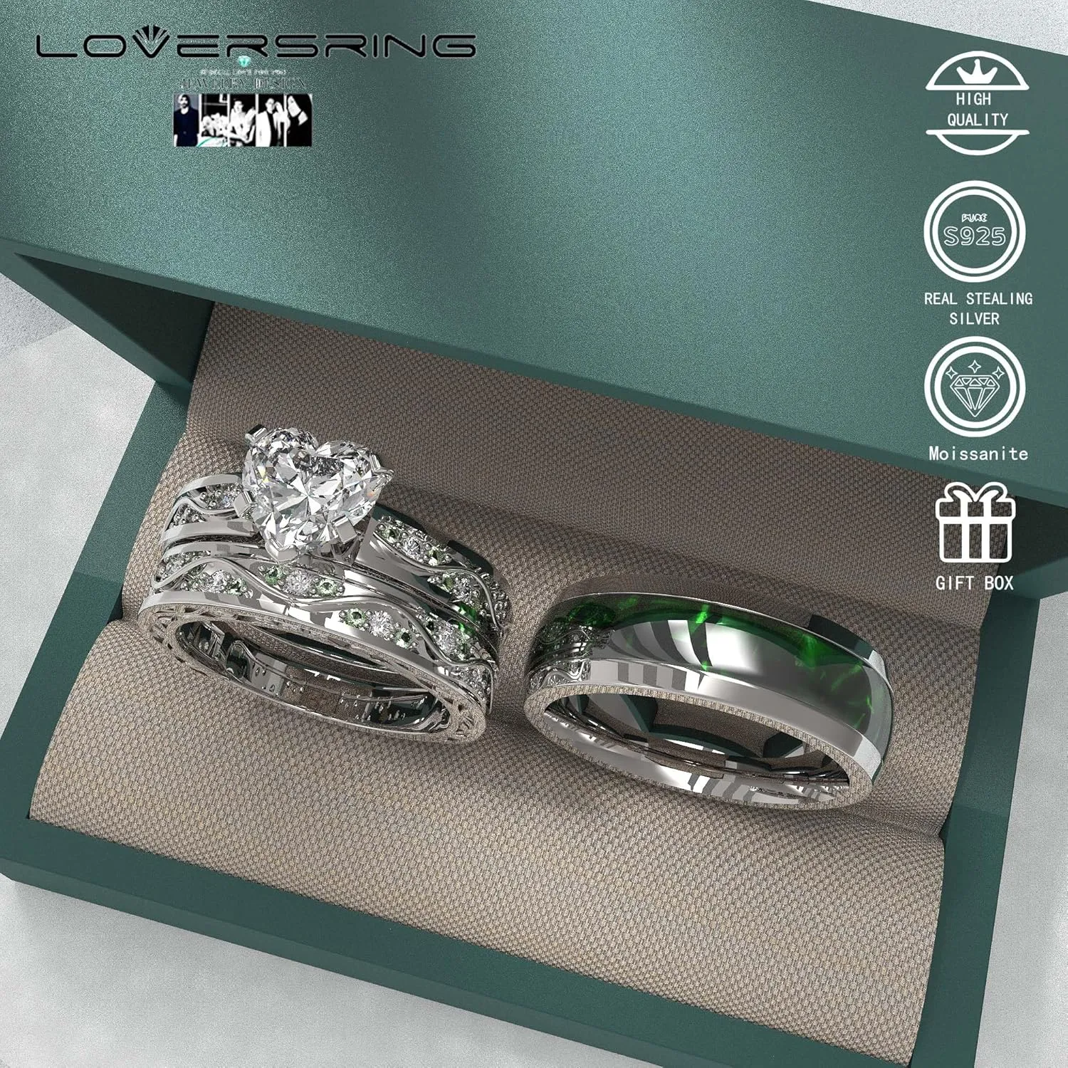 Wedding Ring Sets His And Hers Promise Ring Wedding Ring Sets His And Hers Couples Women 925 Sterling Silver Moissanite Man Sterling Silver Wedding Band