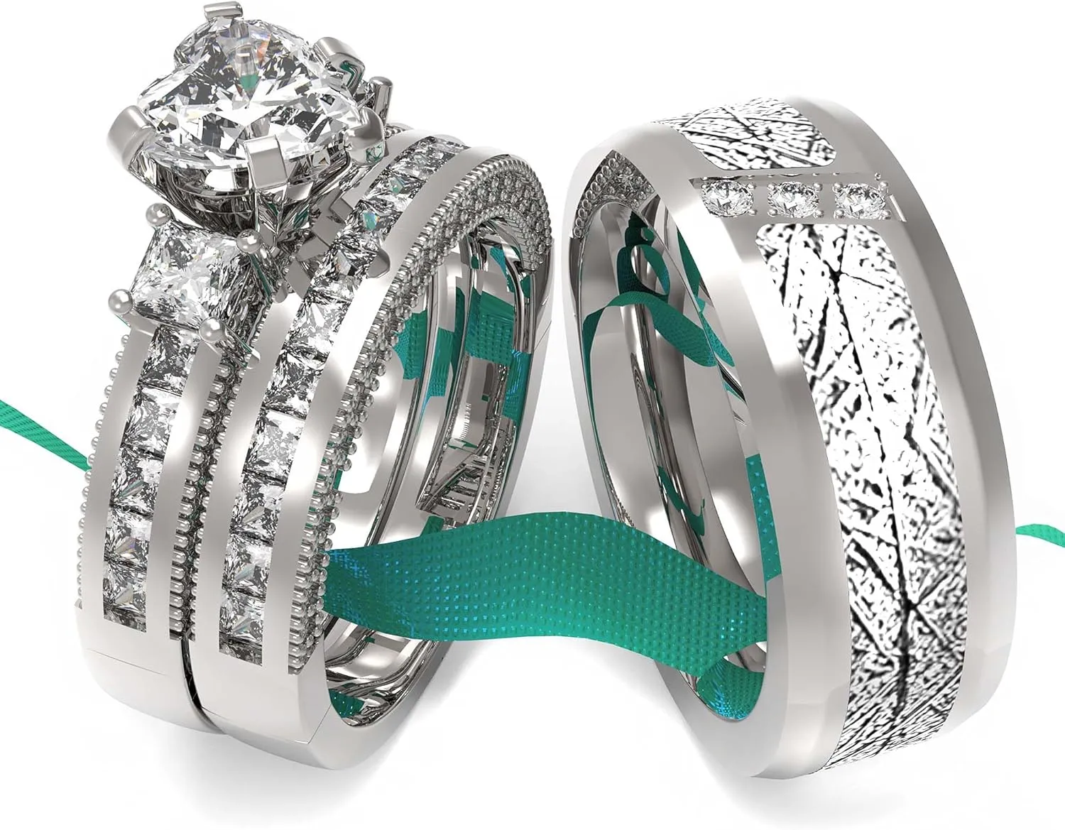 Wedding Ring Sets His And Hers Promise Ring Wedding Ring Sets His And Hers Couples Women 925 Sterling Silver Moissanite Man Titanium Wedding Band