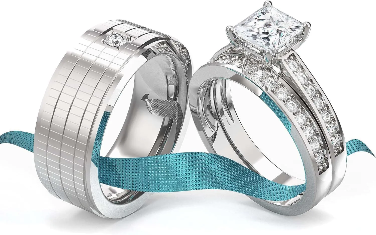 Wedding Ring Sets His And Hers Promise Ring Wedding Ring Sets His And Hers Couples Women 925 Sterling Silver Moissanite Man Titanium Wedding Band