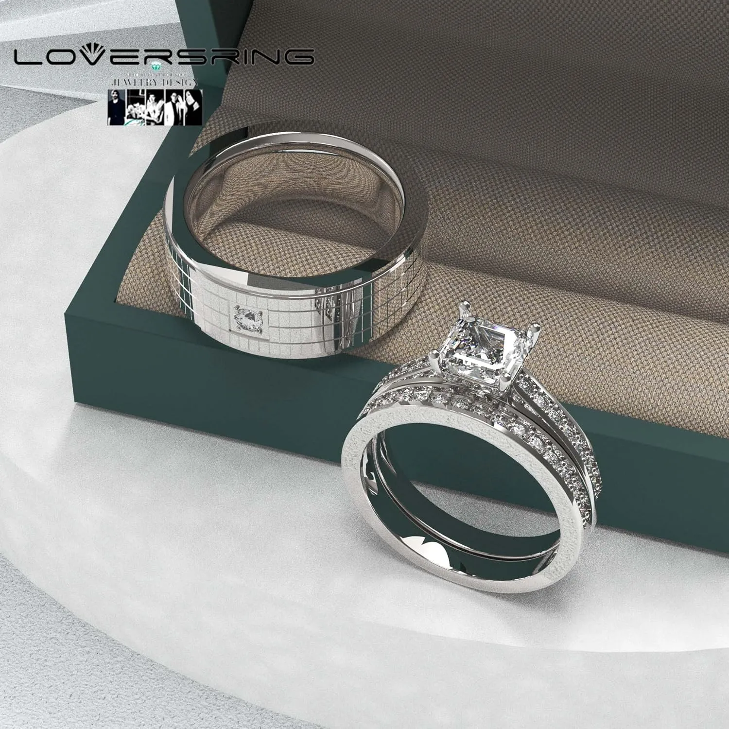 Wedding Ring Sets His And Hers Promise Ring Wedding Ring Sets His And Hers Couples Women 925 Sterling Silver Moissanite Man Titanium Wedding Band