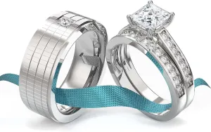 Wedding Ring Sets His And Hers Promise Ring Wedding Ring Sets His And Hers Couples Women 925 Sterling Silver Moissanite Man Titanium Wedding Band