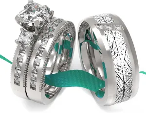 Wedding Ring Sets His And Hers Promise Ring Wedding Ring Sets His And Hers Couples Women 925 Sterling Silver Moissanite Man Titanium Wedding Band