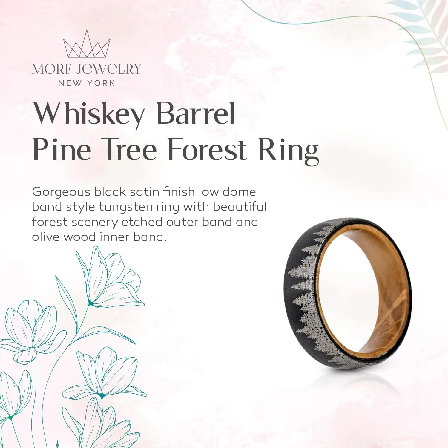 Whiskey Barrel Wedding Ring  Tungsten Wedding Band  Tungsten Ring for Men  Minimalist Engagement Ring