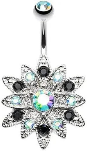 WildKlass Jewelry Radiant Chrysanthemum Flower 316L Surgical Steel Belly Button Ring
