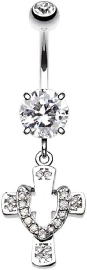 WildKlass Jewelry Radiant Cross 316L Surgical Steel Belly Button Ring