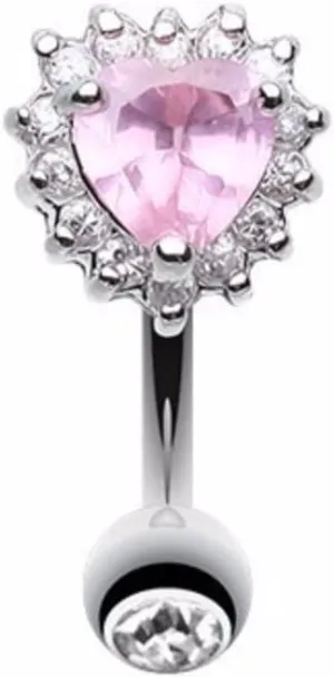 WildKlass Jewelry Radiant Heart Reverse 316L Surgical Steel Belly Button Ring