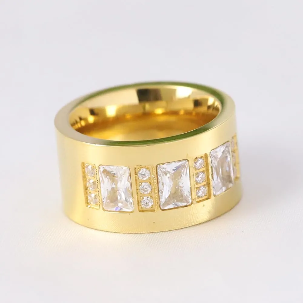 Wire Rope Cable Band rings for men women Stainless Steel Cubic Zirconia Inlay Wedding Band rings Gold Silver comfort fit size 6-12