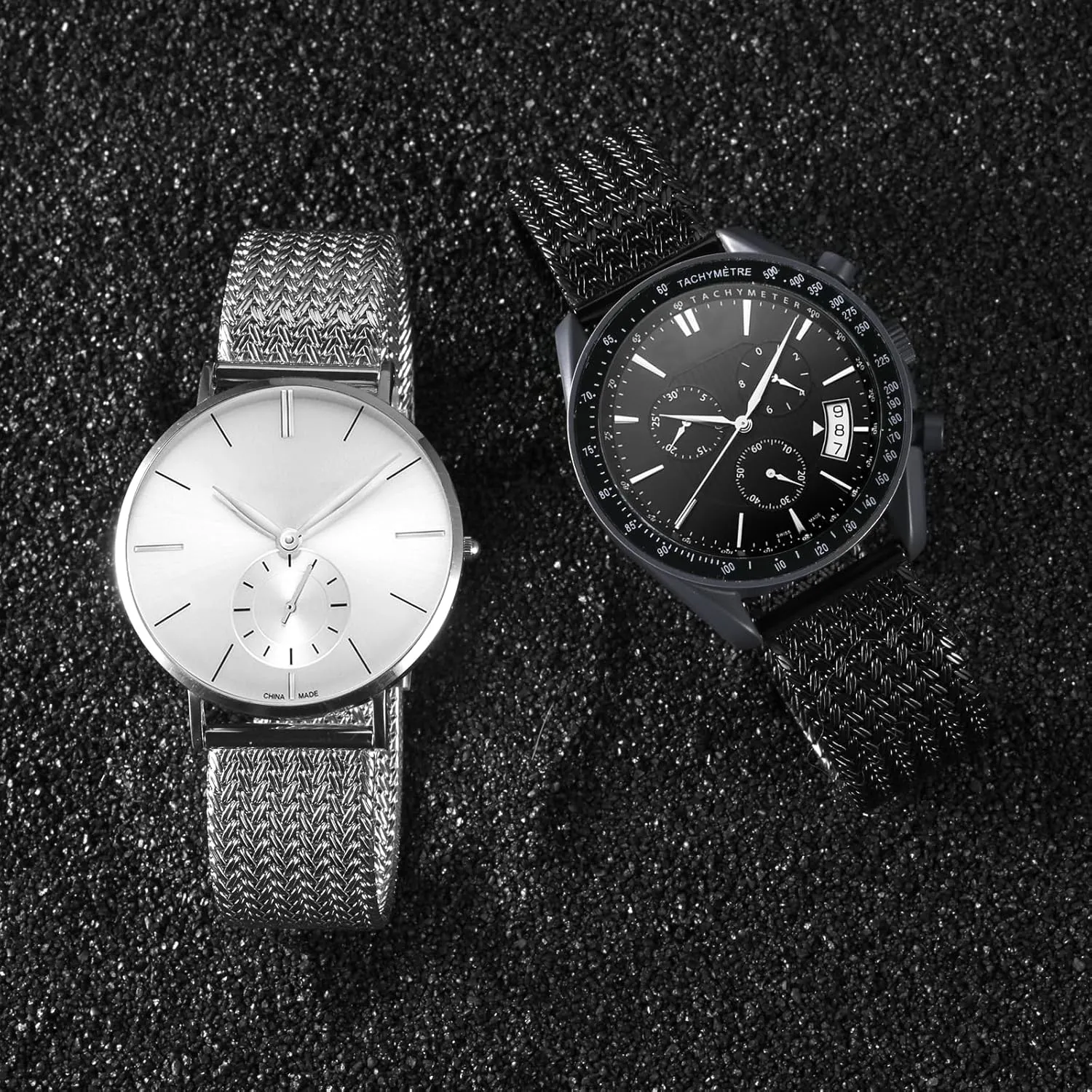 WOCCI Elite Metal Watch Band for Women and Men, Mesh Woven, 316L Stainless Steel, Quick Release, Fold Clasp, Strap Width 14mm 16mm 18mm 20mm 22mm