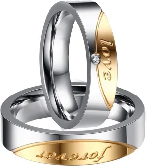 Women's 316L Stainless Steel Forever Love Crystal Couple Rings (Ring0160) Multicolor