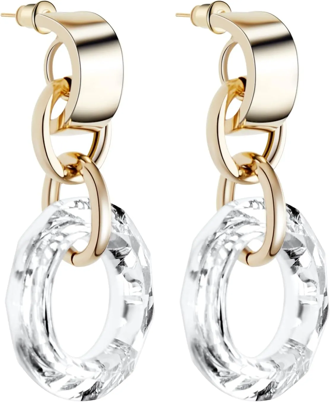 Women's Earring with Circle Crystal Dangle, Fashion Shining Earrings for Women, 925 Sterling Silver Drop Dangle Earrings, Statement Stud Earrings Set for Party Jewelry Gift
