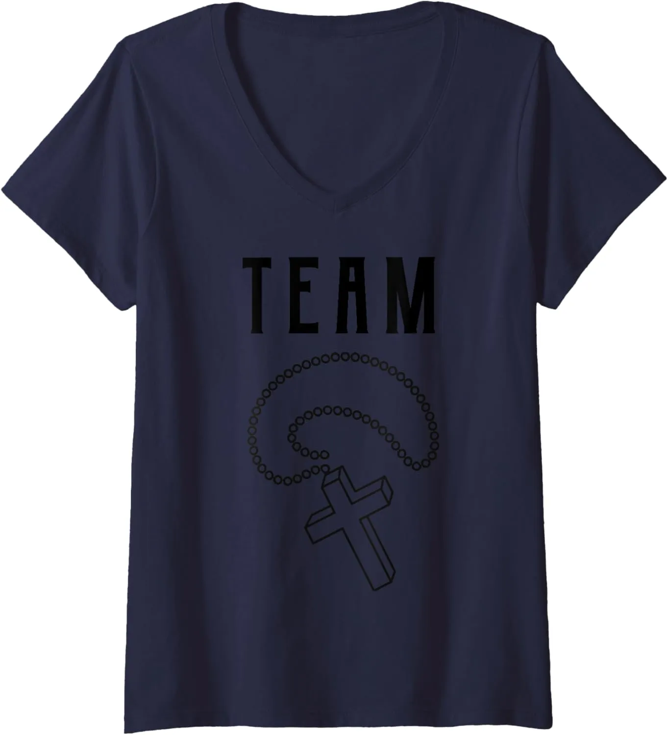 Womens Team Catholic Cross Pendant Jesus Christ Christening Gift V-Neck T-Shirt