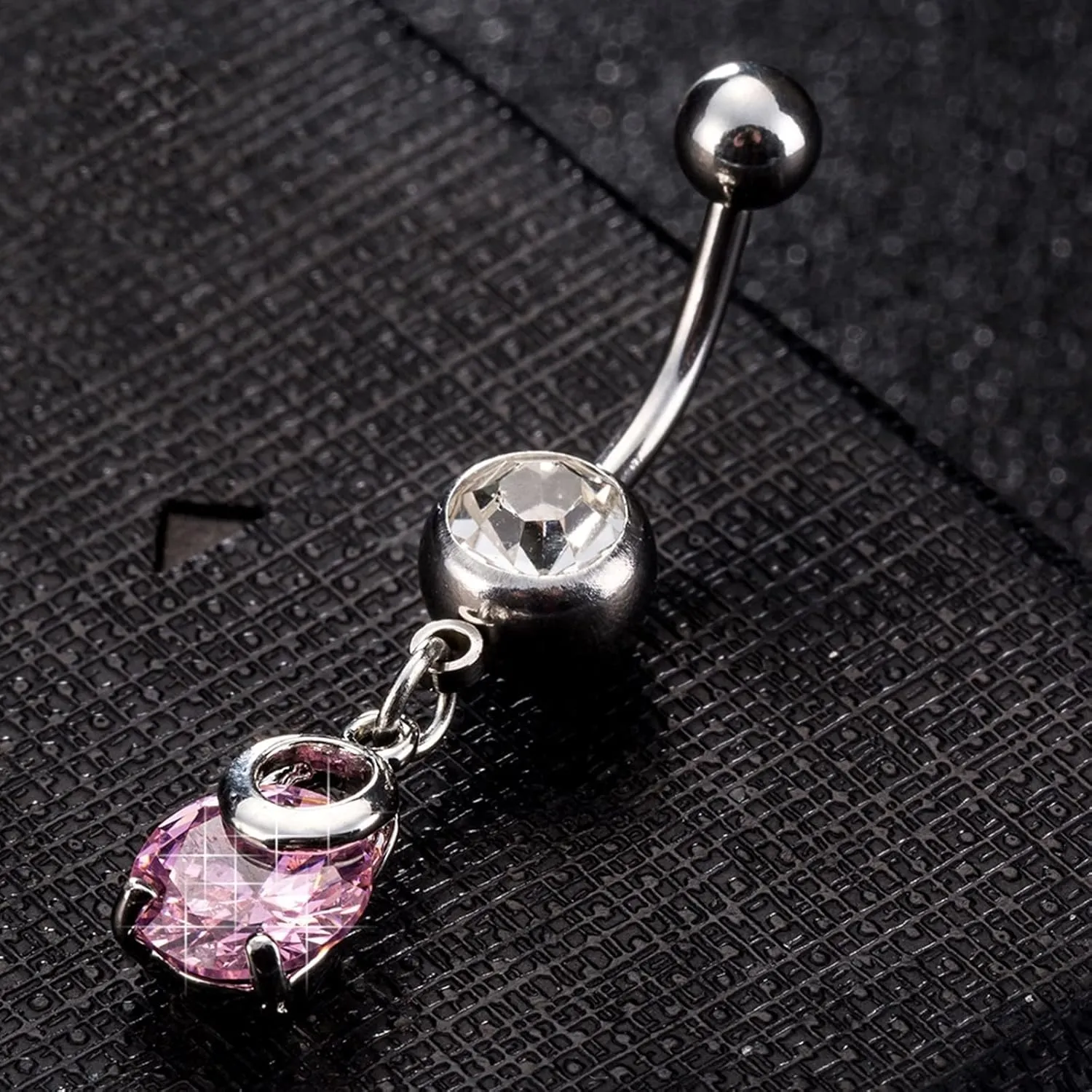 Wycian Belly Button Rings Halloween, Silver Belly Chain Cubic Zirconia Surgical Steel Round 3.65G for Women Girls Body Piercing Jewelry
