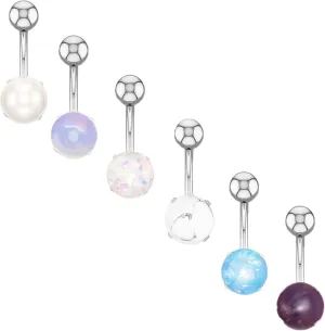 Wycian Couple Gifts, Belly Rings for Women Hypoallergenic Silver Light Purple Surgical Steel Round Turquoise for Women Girls Body Piercing Jewelry