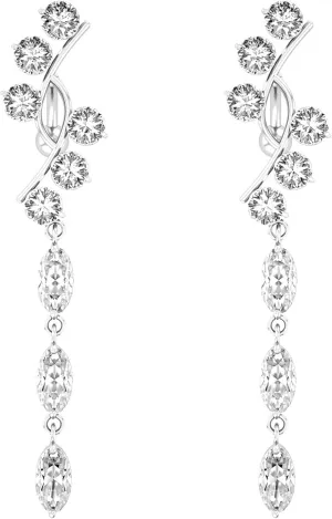 Wycian Navel Rings for Women Dangle, Industrial Piercing Jewelry Aesthetic Cubic Zirconia Silver Surgical Steel Long Chain for Women Piercing Jewelry