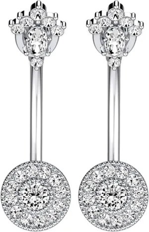 Wycian Small Belly Button Ring, Pregnancy Belly Button Rings Girl Cubic Zirconia Silver Surgical Steel Crown for Women Girls Body Piercing Jewelry