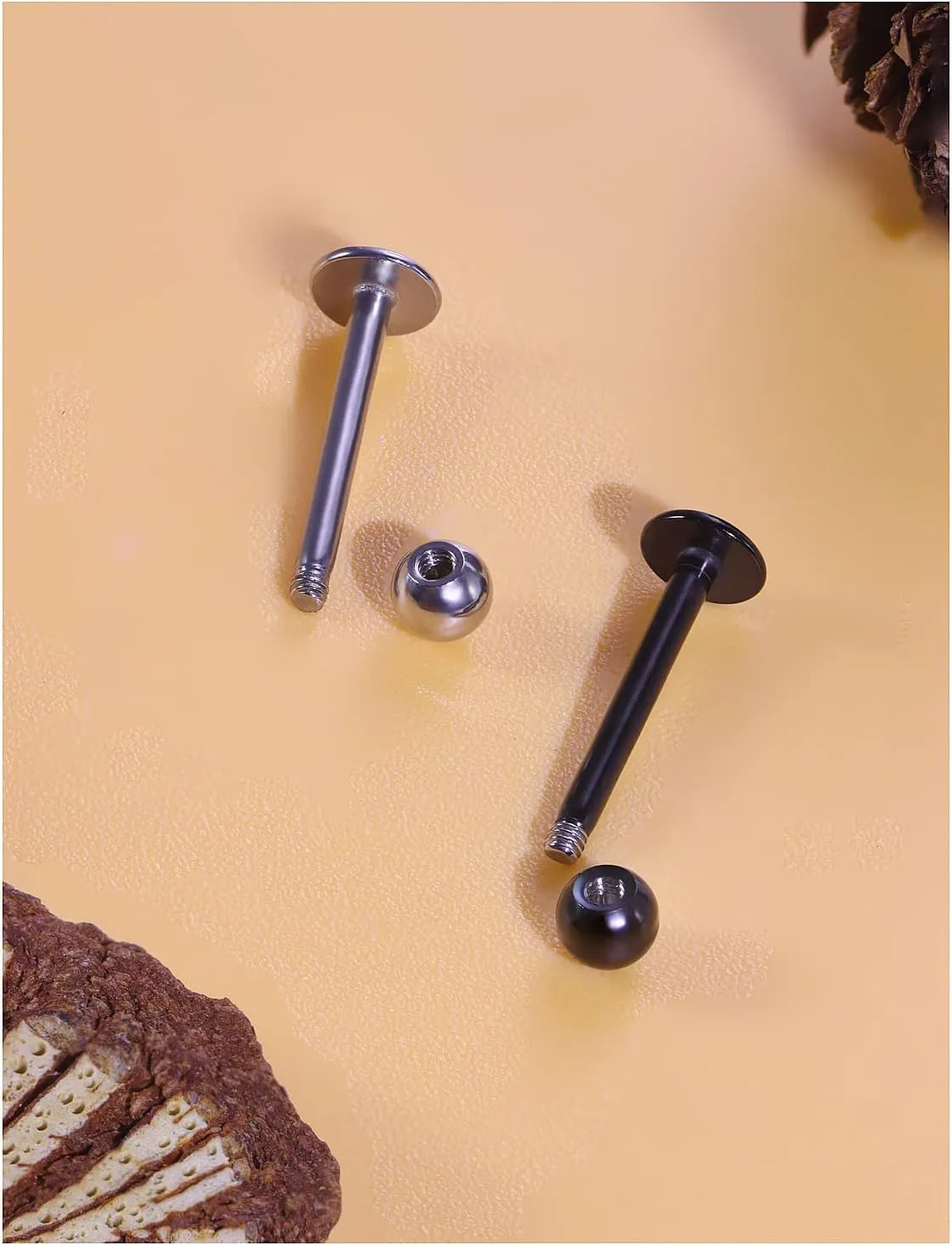Yaalozei 20G 16G 14G 12G Lip Labret Monroe Medusa Ring Studs 316L Surgical Steel Tragus Helix Cartilage Earring Tongue Cheek Dimple Piercings Jewelry Bar Length 6mm 8mm 10mm 12mm 14mm 16mm 19mm 18PCS
