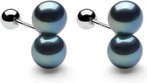 YAMI Pearl Earrings for Women, Freshwater/Saltwater Cultured Pearls in 925 Sterling Silver, Hypoallergenic Earrings for Women, Black/White