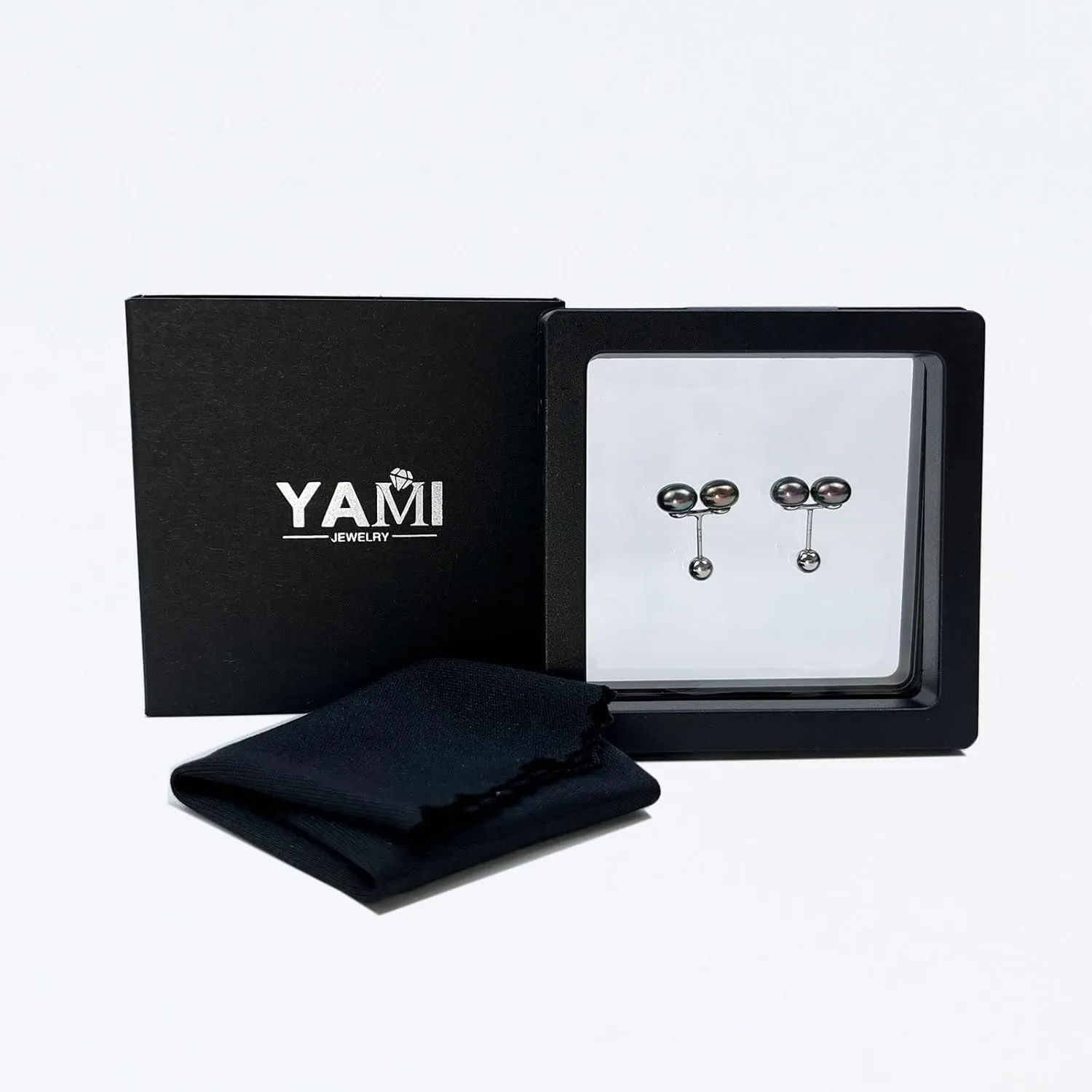 YAMI Pearl Earrings for Women, Freshwater/Saltwater Cultured Pearls in 925 Sterling Silver, Hypoallergenic Earrings for Women, Black/White