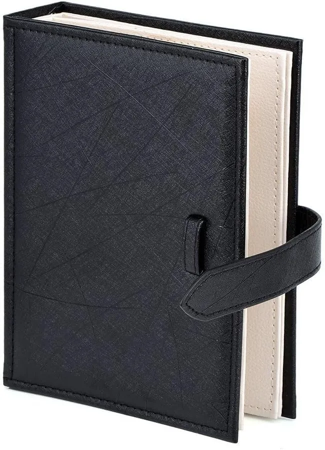 Yiluana Earring Book Organizer, Portable Earring Holder Case Pu Leather Travel Earring Case with Foldable Book Design (Black)
