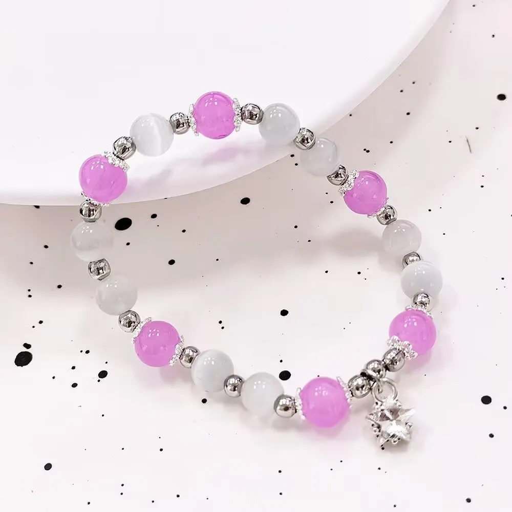 YIYUGEY Crystal Y2k Anklet Bracelets Star Moon Shape Handmade Stone Bead Stretch Bracelet Luckly Beads Bracelet Beach Foot Jewelry Surprise for Women Mom Wife