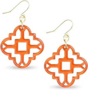 ZENZII Modern Mosaic Acrylic Resin Drop Dangle Earrings for Women Fashion Jewelry