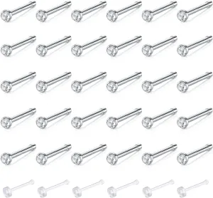 Zolure 18G 20G 22G Nose Pin Bone Screws Studs Surgical Steel Body Piercing Jewelry for Women Men