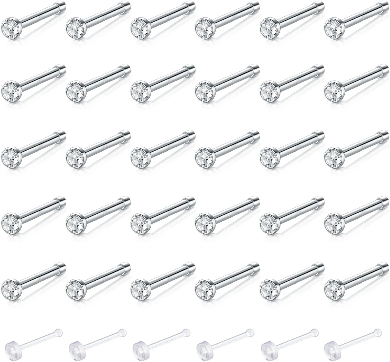 Zolure 18G 20G 22G Nose Pin Bone Screws Studs Surgical Steel Body Piercing Jewelry for Women Men
