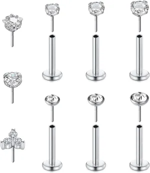 Zolure 18G 20G Threadless Nose Studs and Rings - Surgical Steel Piercing Jewelry for Women Men 1.5/2.0/2.5/3.0mm